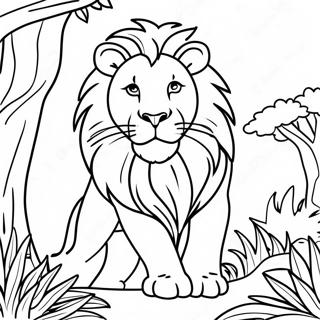 Page À Colorier D'un Lion Majestueux Dans La Jungle 10811-8574