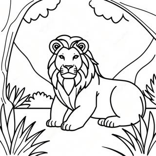 Majestic Lion In The Jungle Coloring Page 10811-8575