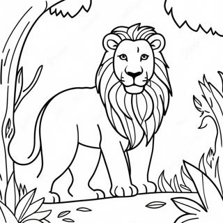 Page À Colorier D'un Lion Majestueux Dans La Jungle 10811-8576