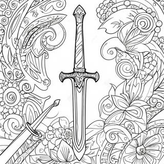 Shiny Sword With Gems Coloring Page 1081-865