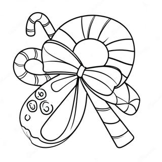 Festive Candy Cane With Bow Coloring Page 11151-8741