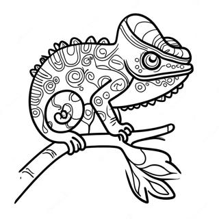 Colorful Chameleon On A Branch Coloring Page 11161-8757