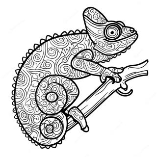 Colorful Chameleon On A Branch Coloring Page 11161-8759