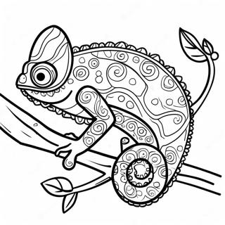 Colorful Chameleon On A Branch Coloring Page 11161-8760