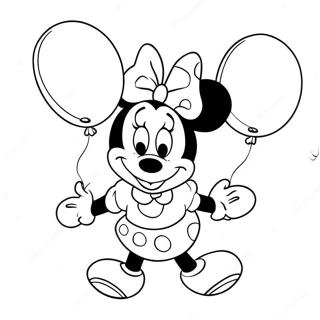 Página Para Colorear De Minnie Mouse Feliz Con Globos 111-100