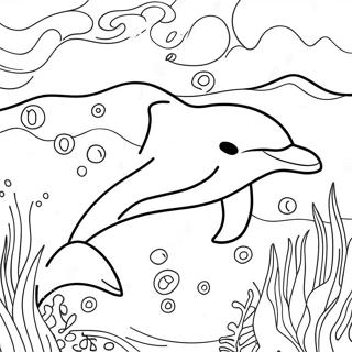 Realistic Dolphin Swimming In Ocean Coloring Page 11270-8824