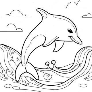 Playful Dolphin Jumping Over Waves Coloring Page 11271-8836