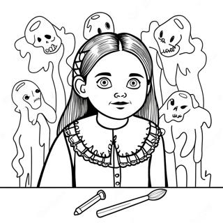 Creepy Wednesday Addams Coloring Page 11391-8930