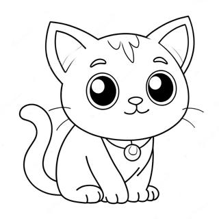 Cute Anime Cat With Big Eyes Coloring Page 11421-8946