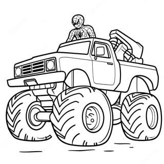 Spiderman Driving A Giant Monster Truck Coloring Page 11571-9072