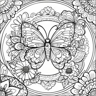 Intricate Butterfly Mandala Coloring Page 11681-9163