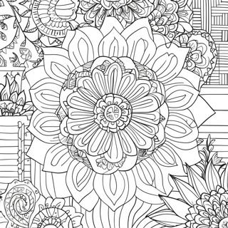 Intricate Relaxation Flower Design Coloring Page 11741-9205