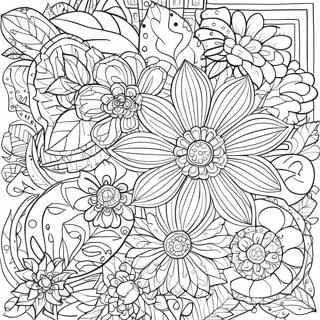 Intricate Relaxation Flower Design Coloring Page 11741-9208