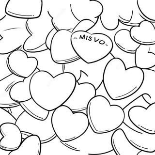 Conversation Hearts Coloring Pages