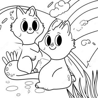 Red Rainbow Friends Coloring Pages