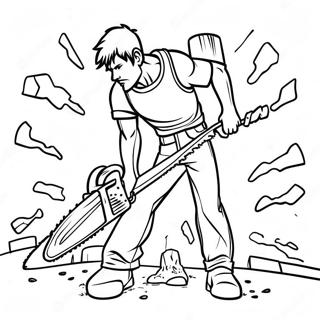 Powerful Chainsaw Man In Action Coloring Page 1181-947