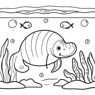 Manatee Swimming In Clear Water Coloring Page 11940-9354