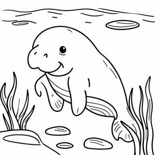 Manatee Swimming In Clear Water Coloring Page 11940-9355