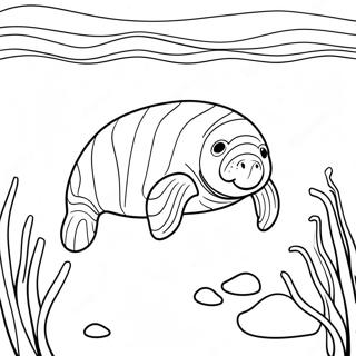 Manatee Swimming In Clear Water Coloring Page 11940-9356