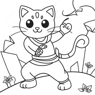 Adventurous Cat Ninja Coloring Page 12141-9515