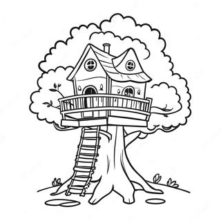 Whimsical Treehouse Coloring Page 12381-9717