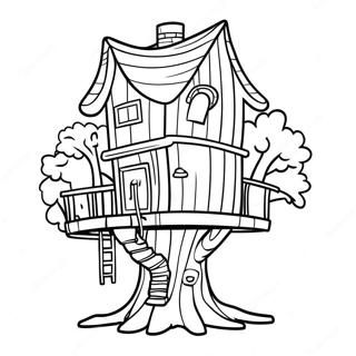 Whimsical Treehouse Coloring Page 12381-9719