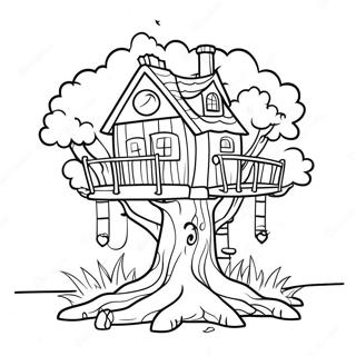 Whimsical Treehouse Coloring Page 12381-9720