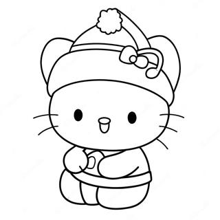 Santa Şapkalı Hello Kitty Boyama Sayfası 12581-9871