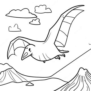 Pterodactyl Fliegt Über Einen Vulkan Ausmalbild 12630-9914