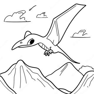 Pterodactyl Fliegt Über Einen Vulkan Ausmalbild 12630-9915