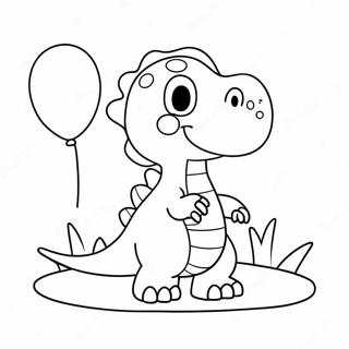 Cute Birthday Dinosaur With Balloon Coloring Page 12681-9993