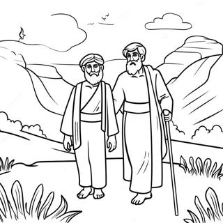 Abraham And Isaac In The Beautiful Landscape Coloring Page 12781-10037