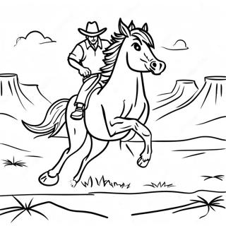 Wild Bronco Running Through The Desert Coloring Page 1291-1045