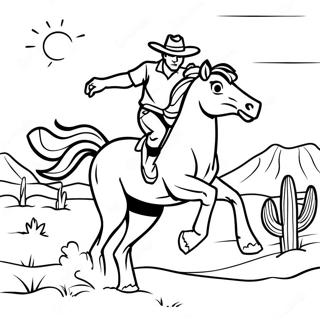 Wild Bronco Running Through The Desert Coloring Page 1291-1046