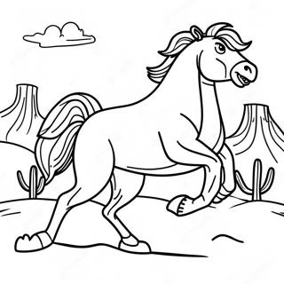 Wild Bronco Running Through The Desert Coloring Page 1291-1047