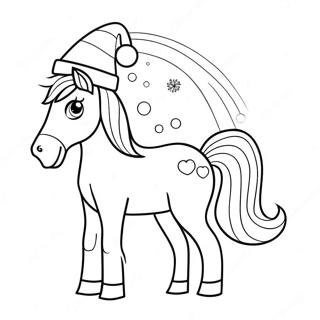 Festive Horse With Santa Hat Coloring Page 12961-10197