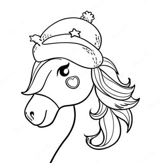 Festive Horse With Santa Hat Coloring Page 12961-10199