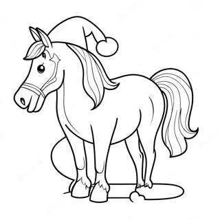 Festive Horse With Santa Hat Coloring Page 12961-10200