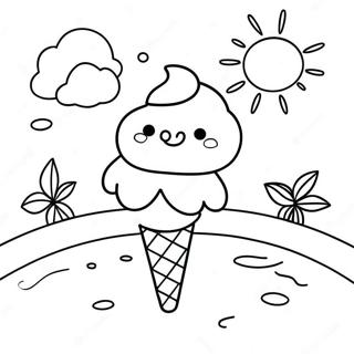 Sunny Day With Ice Cream Coloring Page 12-1