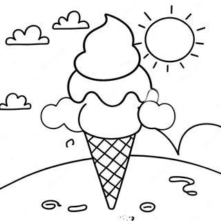 Sunny Day With Ice Cream Coloring Page 12-2