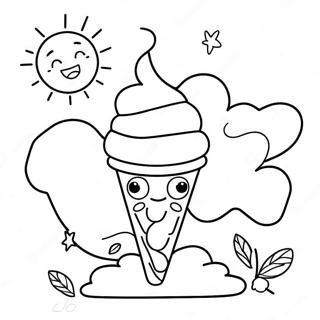 Sunny Day With Ice Cream Coloring Page 12-4