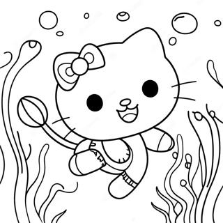 Página Para Colorear De La Escena Submarina De Hello Kitty 13001-10210