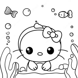 Página Para Colorear De La Escena Submarina De Hello Kitty 13001-10211