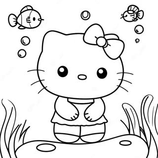 Página Para Colorear De La Escena Submarina De Hello Kitty 13001-10212