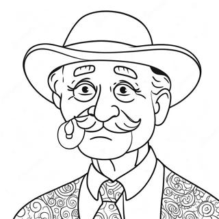 Funny Grandpa With A Mustache Coloring Page 13111-10293