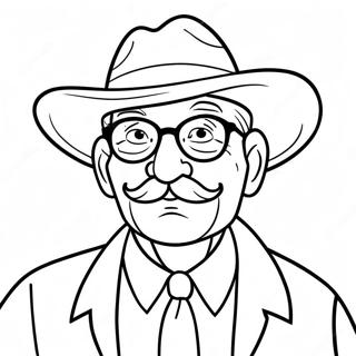 Funny Grandpa With A Mustache Coloring Page 13111-10294