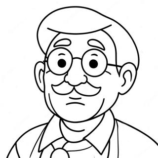 Funny Grandpa With A Mustache Coloring Page 13111-10295