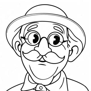 Funny Grandpa With A Mustache Coloring Page 13111-10296