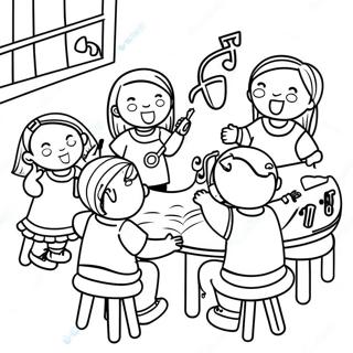 Joyful Kindergarten Music Class Coloring Page 13161-10348