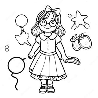 Junie B Jones In Her Colorful Outfit Coloring Page 13181-10357